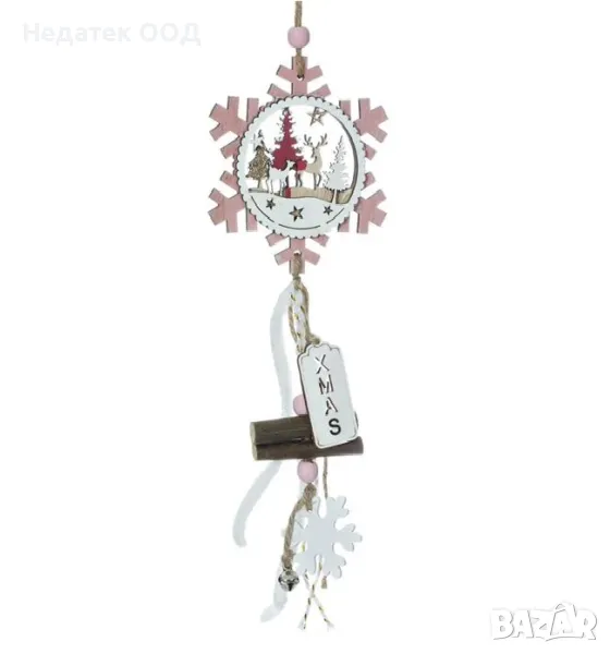 Коледен орнамент за коледна елха, Снежинка, Бял, 25 см, снимка 1