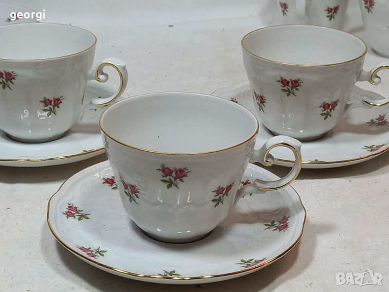 Немски порцеланов сервиз за кафе Feltmann Weiden 2 чаши с чинийки , снимка 1