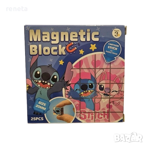 Магнитни кубчета Стич, Пластмасов, Магнитни, 6 картинки, снимка 1