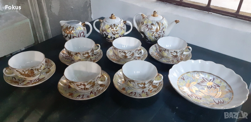 ЛФЗ - невероятен сервиз за чай руски порцелан много позлата, снимка 1