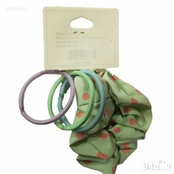 Ластик Ahelos, За коса, Комплект 4 броя, Зелен, снимка 1