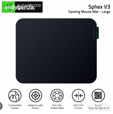 Razer Sphex V3 Large Gaming mouse pad, 450 mm x 400 mm x 0.4 mm геймърски пад Рейзър