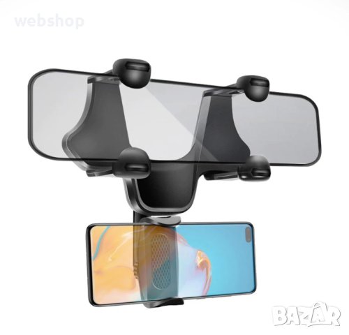 ПОСТАВКА ЗА ТЕЛЕФОН ЗА ОГЛЕДАЛО НА КОЛА 360° - ВЪРТЯЩА, снимка 1