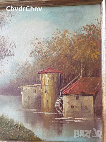 38x33см/2бр стари картини масло върху платно/пейзажи/картина в дървена рамка, снимка 9 - Картини - 49028098