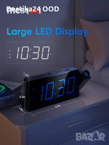 Дигитален будилник прожектор за таван/стена голям LED дисплей аларма, снимка 2 - Други - 53727170