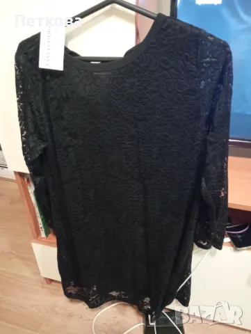 Нова черна дантелена рокля с ръкави , снимка 3 - Рокли - 50329547