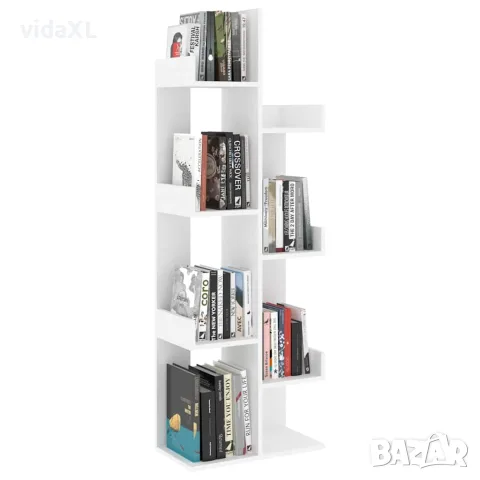 vidaXL Библиотека, бяла, 48x25,5x140 см, инженерно дърво, снимка 6 - Ракли - 56147878