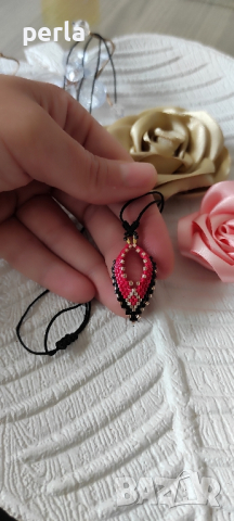 Ръчно изработен сет от гривна и колие , снимка 5 - Гривни - 44620693