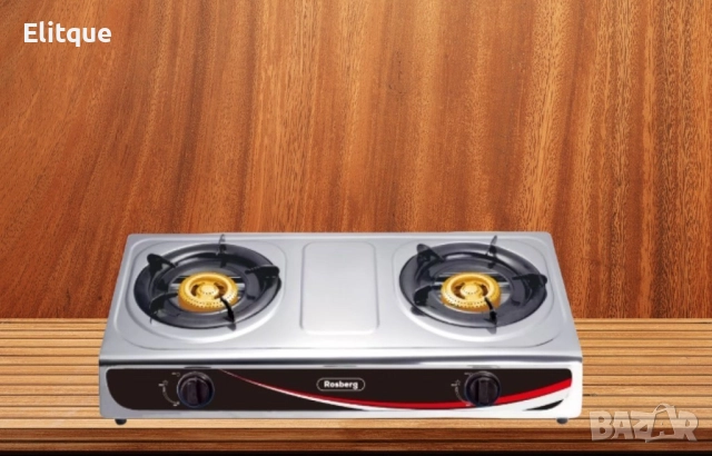 Котлон газов двоен Rosberg R51454AD, 30 mbar, Неръжд, стомана, Чугунени горелки, 2 ГОДИНИ ГАРАНЦИЯ, снимка 6 - Друга електроника - 52888952