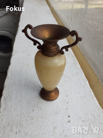 Стара малка ваза амфора оникс бронз, снимка 3 - Антикварни и старинни предмети - 36116538