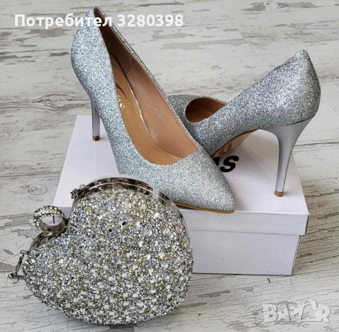 Дамски обувки на ток с брукатен ефект, снимка 1