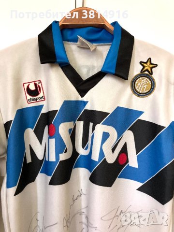 Inter Milan 1990/91 автентична футболна блуза с автографи S, снимка 3 - Футбол - 41876860