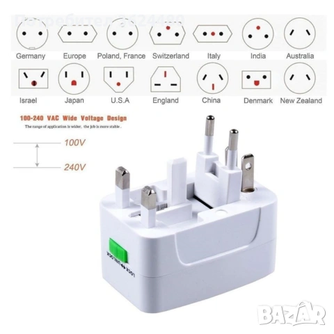 Универсален адаптер с 2 USB зарядни 1989, снимка 2 - Друга електроника - 53535867