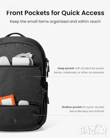 Раница за лаптоп Tomtoc 22L, лека бизнес раница, подходяща за лаптопи 15.6-16 инча, снимка 6 - Раници - 52723234