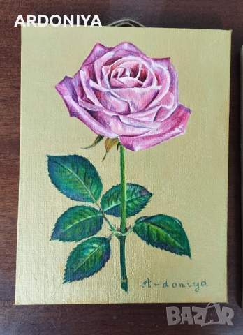 Картина Роза маслени бои, снимка 3 - Картини - 44618374