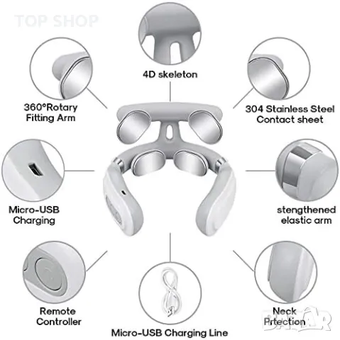 Нов преносим Масажор за врата при болки в шията с функция за загряване, снимка 7 - Масажори - 49927061