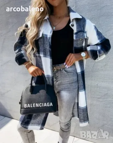 Дамско преходно едноредно карирано сако с дълъг ръкав, 3цвята , снимка 10 - Сака - 48684897