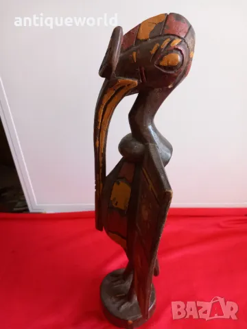 19Век Дървена Скулптура СЕНУФО , Птица Носорог, Кот д'Ивоар, снимка 2 - Антикварни и старинни предмети - 50146065