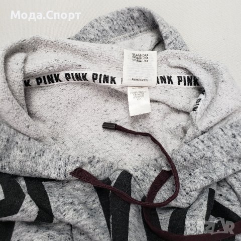 PINK Victoria's Secret Logo Hoodie Оригинален Памучен Суичър (L), снимка 5 - Суичъри - 38846009
