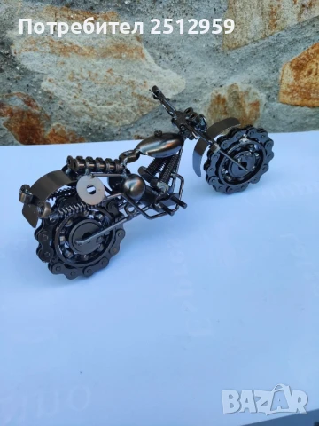 Метален мотоциклет, ръчно изработен от болтове и гайки, снимка 4 - Декорация за дома - 51396030