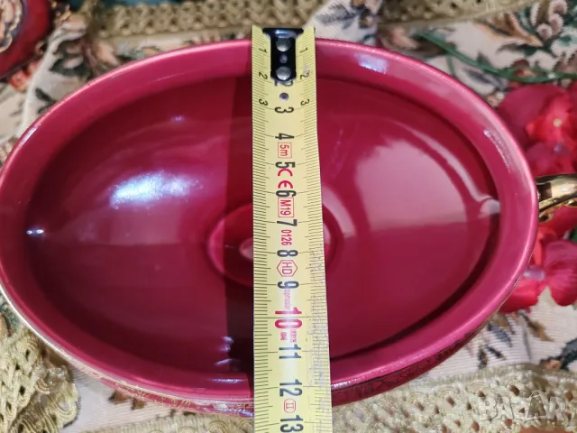 Ръчно рисувана порцеланова фруктиера на пиедестал около1930г, снимка 14 - Колекции - 48828009