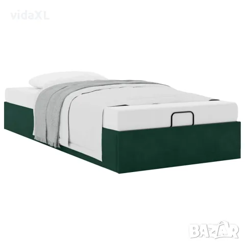 vidaXL Османска рамка за легло без матрак тъмнозелена 90x200 см кадифе, снимка 5 - Спални и легла - 56146975