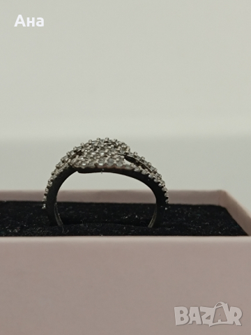 Красив сребърен пръстен обсипан с камъни ЖБ3, снимка 7 - Пръстени - 44697329