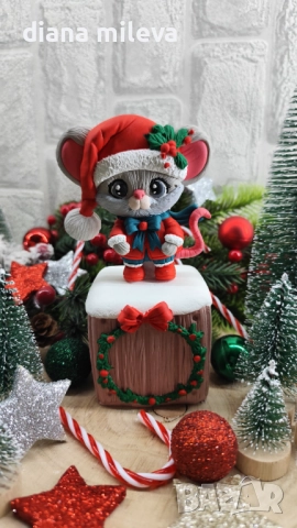 Коледна  Мишка, идеален подарък за малки и големи!!!, снимка 5 - Декорация за дома - 52396703