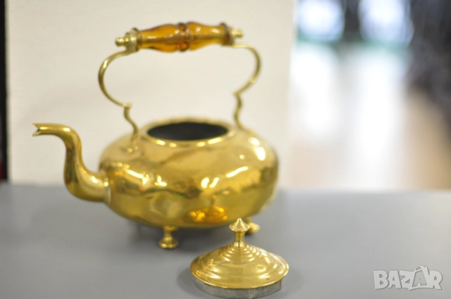 Месингов чайник с поставка, снимка 7 - Декорация за дома - 52856815