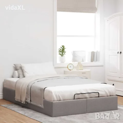 vidaXL Османска рамка за легло без матрак, таупе, 120x200 см, плат, снимка 3 - Спални и легла - 56146988