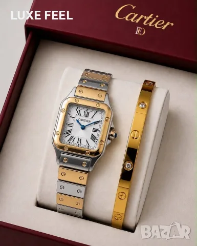 Cartier ⚜️Часовник + Гривна ⚜️, снимка 6 - Дамски - 55709540