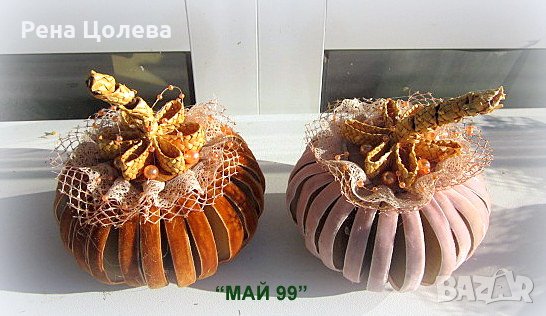 Тиква от кадифе и дантела, снимка 3 - Декорация за дома - 41778677