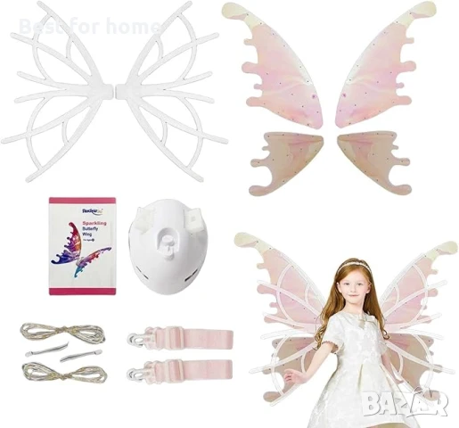 JPSDOWS Електрически,светлинни крила на пеперуда  за обличане, за момичета, снимка 6 - Други - 51164771