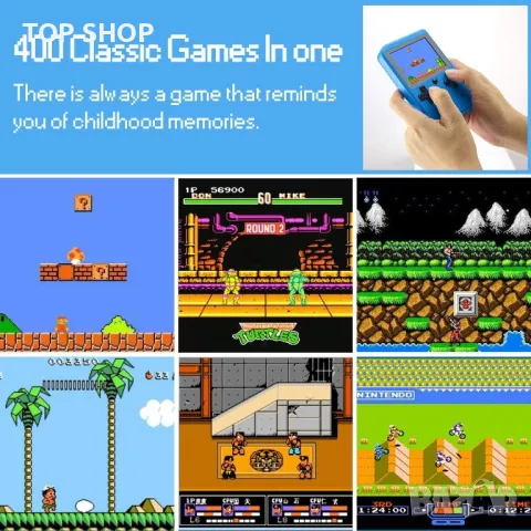ТВ и джобна игрална конзила Retro Mini Game Player с 400 аркадни ири, снимка 2 - Nintendo конзоли - 49105121