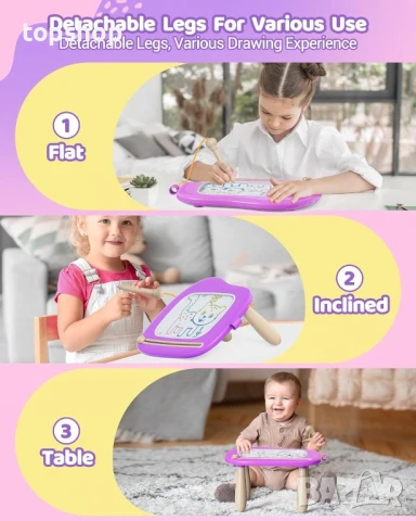 Магнитна дъска за рисуване за малки деца, лилава, снимка 2 - Образователни игри - 50525696