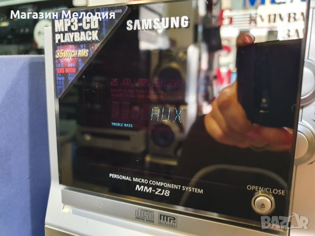 Аудиосистема Samsung MM-ZJ8 с две тонколони. Има радио с RDS, диск (mp3), касета и aux. С дистанцион, снимка 6 - Аудиосистеми - 41667150