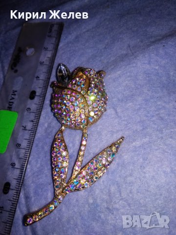 ПОЗЛАТЕНА ФЛОРАЛНА АР НУВО СТИЛ КРИСТАЛНА БРОНЗОВА БРОШКА ЦВЕТЕ / ЛИПСВА й ИГЛАТА! 37035, снимка 10 - Други - 39934790