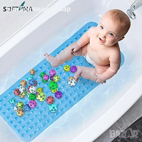 Нова Антибактериална постелка за вана и душ, против мухъл, синя с отвори, снимка 5 - Други стоки за дома - 52168314