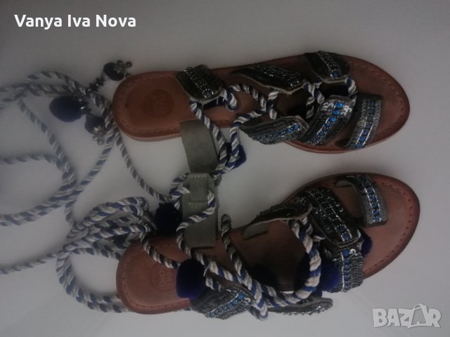 Уникални Gioseppo сандали с пискюли + подарък блузка в подходящо синьо, снимка 13 - Сандали - 35957507