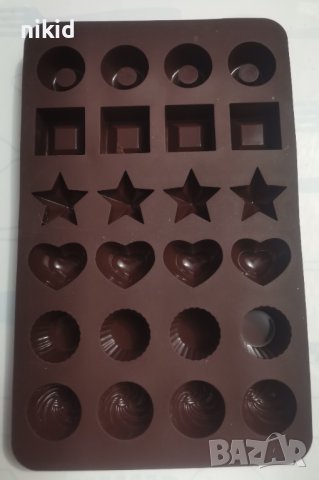 6 вида 24 форми кръг квадрат звезда сърце капсули пралини силиконов молд бонбони шоколад фондан, снимка 2 - Форми - 39643349