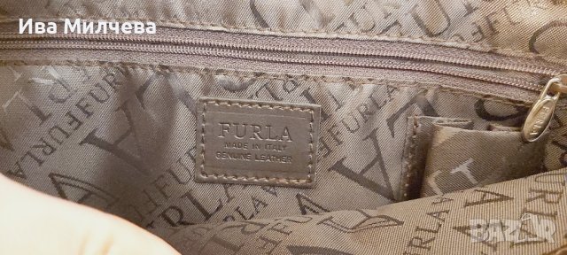 Кафява кожена чанта Furla, снимка 8 - Чанти - 42614595