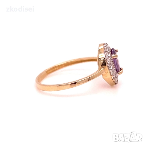 Златен дамски пръстен 1,77гр. размер:54 14кр. проба:585 модел:34472-2, снимка 2 - Пръстени - 52063033