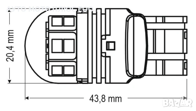 Комплект Т20 LED крушки за автомобил 15 SMD с две светлини - 12/24V, снимка 4 - Аксесоари и консумативи - 53484472