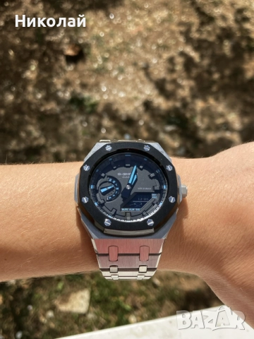 Casio G-Shock GA 2100 1A2ER метален Casioak AP mod АП мод часовник касио г шок Га 2100, снимка 6 - Мъжки - 56132067