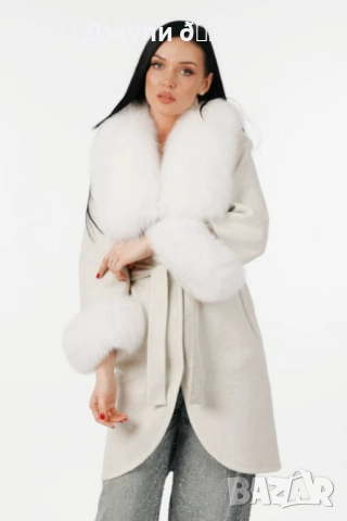 Палто с естествен косъм от сребърна лисица, снимка 6 - Палта, манта - 52146007