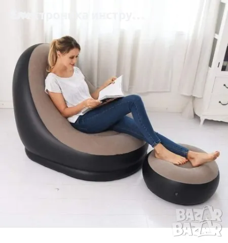 Преносимо надуваемо кресло и табуретка за почивка и релакс, снимка 2 - Други - 48605377