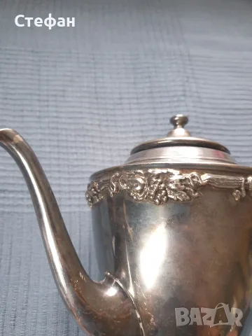 Посребрен чайник, снимка 3 - Антикварни и старинни предмети - 56323349