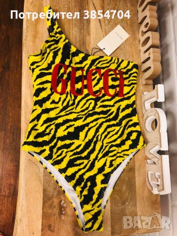 Gucci Yellow Zebra Sparkling One-Piece Swimsuit*Бански Гучи ХС-С*Gucci , снимка 4 - Бански костюми - 42488731