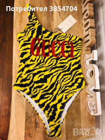 Gucci Yellow Zebra Sparkling One-Piece Swimsuit*Бански Гучи ХС-С*Gucci , снимка 5 - Бански костюми - 42488731