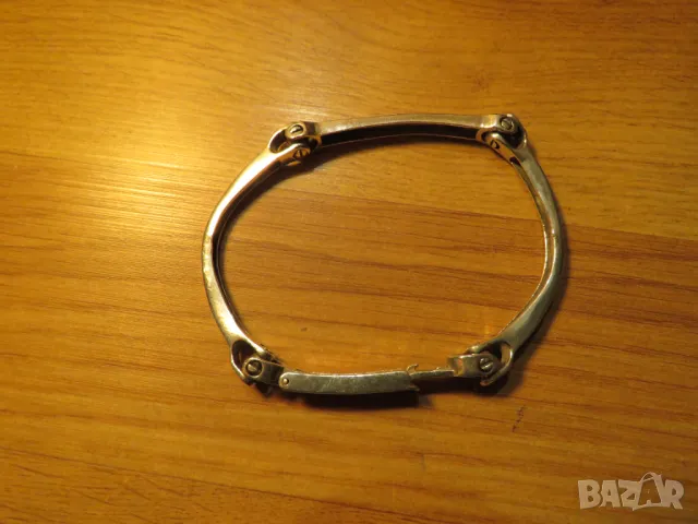   Старинна масивна мъжка сребърна гривна тип белезници уникален модел и красота за теб сребро, снимка 3 - Гривни - 50026319